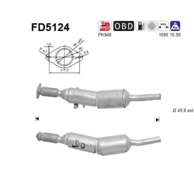 Bilde av AS FD5124 Partikkelfilter Euro 5 Cordierit