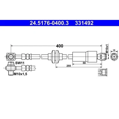 Bilde av ATE 24.5176 0400.3 Bremseslange 400 M10x1 OPEL: Astra J Sedan