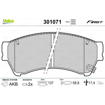 Bilde av VALEO 301071 Bremseklosser FIRST framaksel inkl. slitasjevarselkontakt uten antiskrike blikk MAZDA: 6 Stasjonsvogn, Hatchback, Sedan