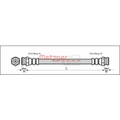 Bilde av METZGER 4111018 Bremseslange 275 M10 x 1