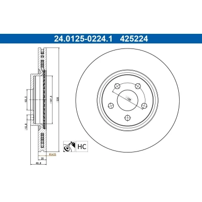 Bilde av ATE Bremseskive FORD: Transit Connect V408 Van, Tourneo / Grand Stasjonsvogn, Mk2 Stasjonsvogn