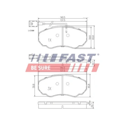 Bilde av FAST FT29107 Bremseklosser framaksel med integrert slitasjesensor FIAT: Ducato II Flatvogn lastebil/Chassis, Minibuss, Van