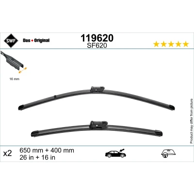 Bilde av Vindusvisker Swf 119620 650, 400mm foran Flatt viskeblad med spoiler for venstreratt HYUNDAI: Tucson