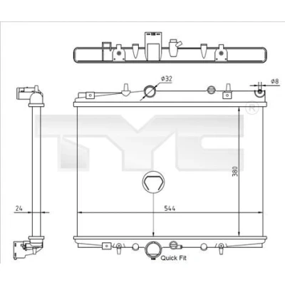 Bilde av TYC 726 0018 R Radiator 380 544 23 Kjøleribber satt sammen mekanisk