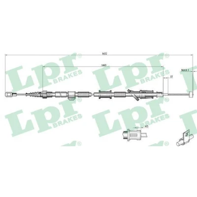 Bilde av LPR C0917B Bremsekabel 1615/1470 Skivebrems VOLVO: V40 Stasjonsvogn
