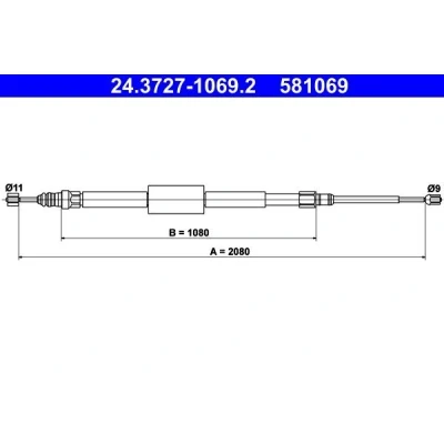 Bilde av ATE 24.3727 1069.2 Bremsekabel 2080 RENAULT: MEGANE 2 Kombi, SCENIC