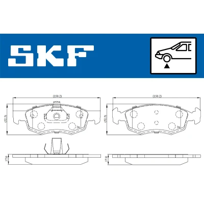 Bilde av SKF VKBP 80294 Bremseklosser ikke klargjort for slitasjeindikator