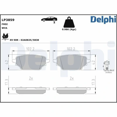 Bilde av Bremseklosser sett DELPHI LP3859