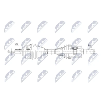 Bilde av NTY NPW DW 073 Drivaksel framaksel venstre 582mm Automatgir 7 gir