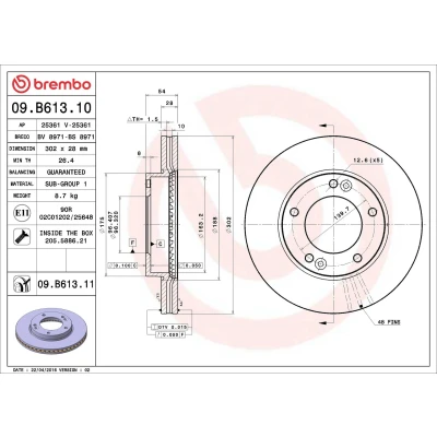 Bilde av BREMBO COATED DISC LINE 09.B613.11 Bremseskiver 302 28 5 innvendig ventilert belagt med skruer KIA: SORENTO 1