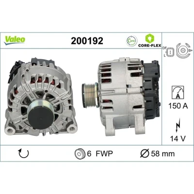 Bilde av VALEO 200192 Dynamo 14V 150A PEUGEOT: 307 SW, Partner II Van, 207 Hatchback, CITROËN: Berlingo C5 III Stasjonsvogn,