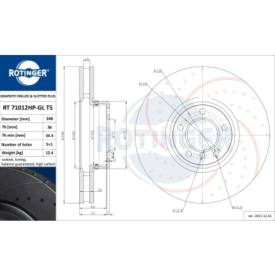 Bilde av Bremseskive ROTINGER RT 71012HP GL T5
