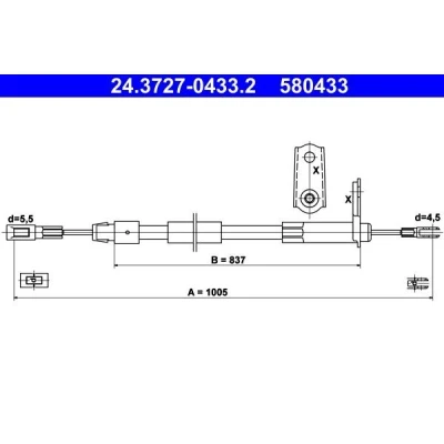 Bilde av ATE 24.3727 0433.2 Bremsekabel 1005