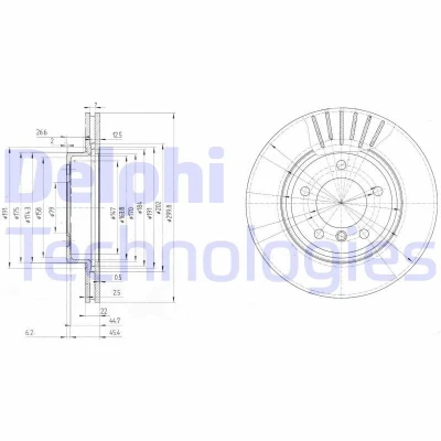 Bilde av DELPHI BG3527C Bremseskiver 300 22 5 ventilert belagt ubehandlet uten hjullager, ABS sensorring BMW: 3 Coupé, Touring, Sedan
