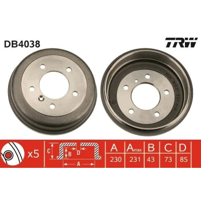 Bilde av TRW DB4038 Bremsetrommel 247,0
