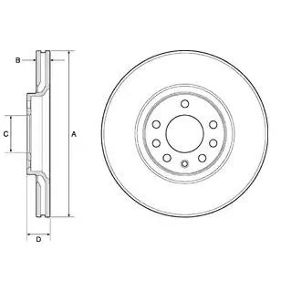 Bilde av DELPHI BG3770C Bremseskiver 308 25 5 ventilert belagt ubehandlet uten hjullager, ABS sensorring OPEL: Zafira B, Astra H Caravan, GTC