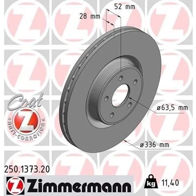Bilde av ZIMMERMANN COAT Z 250.1373.20 Bremseskiver 336 28 5/5 5 108 innvendig ventilert belagt FORD: Focus 2