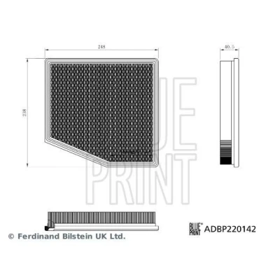 Bilde av BLUE PRINT ADBP220142 Luftfilter 41mm 238mm 248mm Filterinnsats