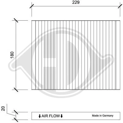 Bilde av DIEDERICHS DCI0201 Kupéfilter pollenfilter 229 180 20 Climate HYUNDAI: ix20, KIA: Venga