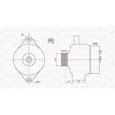 Bilde av MAGNETI MARELLI 063732026010 Dynamo 12V 70A SUZUKI: Grand Vitara 1 SUV, SWIFT 3, SX4 I Hatchback