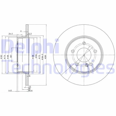 Bilde av DELPHI BG3602 Bremseskiver 290 12 5 fullt ut oljet ubehandlet uten hjullager, ABS sensorring MERCEDES BENZ: E Klasse Sedan, T modell