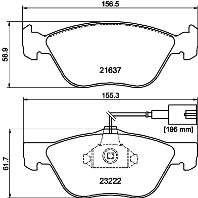 Bilde av HELLA 8DB 355 008 611 Bremseklosser med integrert slitasjevarselkontakt ALFA ROMEO: 166