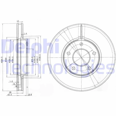 Bilde av DELPHI BG3547 Bremseskiver 305 28 5 ventilert oljet ubehandlet uten hjullager, ABS sensorring JAGUAR: XJ Sedan, XK 8 Coupé