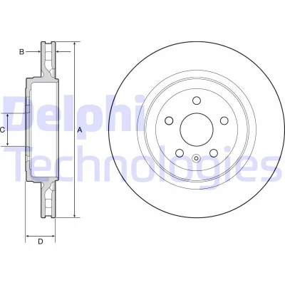 Bilde av DELPHI BG9221C Bremseskiver 365 28 5 ventilert belagt høy karbon uten hjullager, ABS sensorring TESLA: Model S