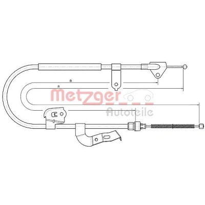 Bilde av METZGER 10.4511 Bremsekabel bakre venstre 1487/1243 COFLE PEUGEOT: 107 Hatchback