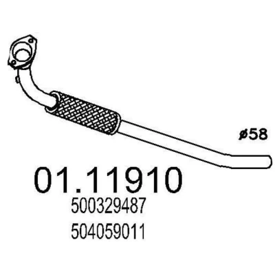 Bilde av MTS 01.11910 Eksosrør 950 foran for midtre eksospotte IVECO: DAILY 3 Kasten/Kombi