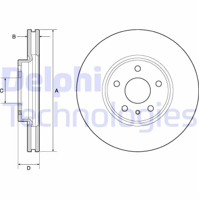 Bilde av DELPHI BG4702C Bremseskiver 300 28 5 ventilert belagt ubehandlet uten hjullager, ABS sensorring FORD: Mondeo Kombi,