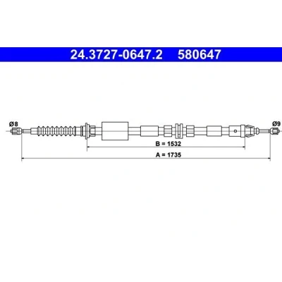 Bilde av ATE 24.3727 0647.2 Bremsekabel 1735 FORD: MONDEO 3, 3 Stufenheck