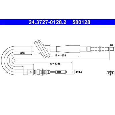 Bilde av ATE 24.3727 0128.2 Bremsekabel 1345 AUDI: 80 B3