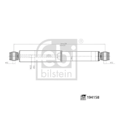 Bilde av FEBI BILSTEIN 194158 Støtdemper venstre bakaksel, høyre bakaksel gasstrykk 584mm 357mm torørs teleskopstøtdemper øvre øye, nedre øye