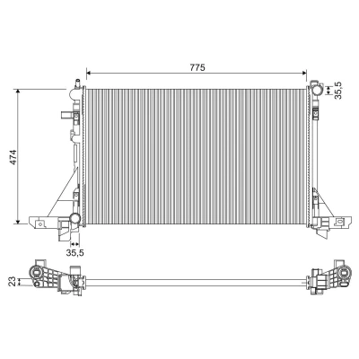 Bilde av VALEO 701953 Radiator Aluminium 775 470 23 uten hette Kjøleribber satt sammen mekanisk