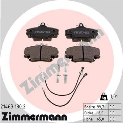 Bilde av ZIMMERMANN 21463.180.2 Bremseklosser inkl. slitasjevarselkontakt med skruer Bildet viser leveranseinnholdet RENAULT: Super 5 Hatchback, 20