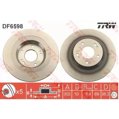 Bilde av TRW DF6598 Bremseskiver 302 10 5 114,3 fullt ut spraylakkert MITSUBISHI: OUTLANDER 3, ASX SUV, Eclipse Cross