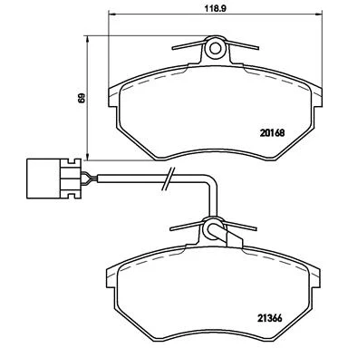 Bilde av BREMBO P 85 034 Bremseklosser inkl. slitasjevarselkontakt med bremsecaliperskruer uten tilbehør VOLKSWAGEN: GOLF 3