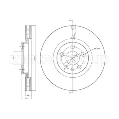 Bilde av METELLI 23 0338 Bremseskiver 281,0 26,0 5 59,0 ventilert PEUGEOT: Expert I Van