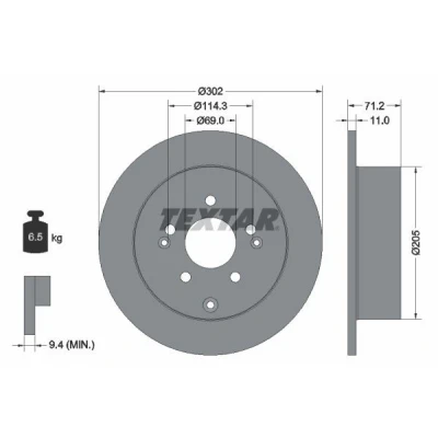 Bilde av TEXTAR PRO 92166103 Bremseskiver 302 11 05/08 114,3 fullt ut belagt uten hjulfestebolt, hjulnav HYUNDAI: Santa Fe 2, I