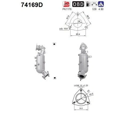 Bilde av AS 74169D Katalysator Euro 5 530mm NISSAN: Pathfinder 3