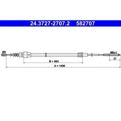 Bilde av ATE 24.3727 2707.2 Bremsekabel 1496