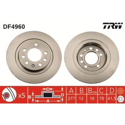 Bilde av TRW DF4960 Bremseskiver 277 12 5 110 fullt ut spraylakkert