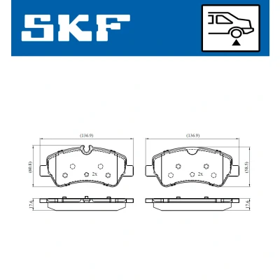 Bilde av SKF VKBP 90102 Bremseklosser klargjort for slitasjeindikator med tilbehør FORD: Transit V363 Van, Flatvogn lastebil / Chassis