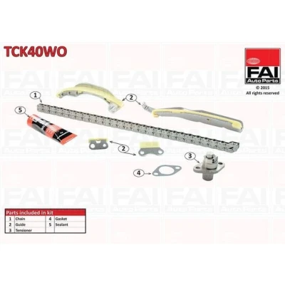 Bilde av FAI AutoParts TCK40WO Registerkjedesett med tetning, uten tannhjul simplex, Boltkjede MITSUBISHI: PAJERO 4, 3