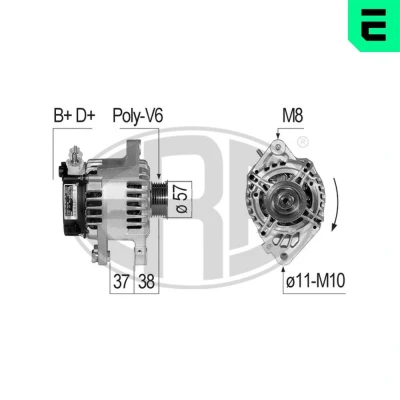Bilde av ERA 210830A Dynamo 12V 80A TOYOTA: Aygo, CITROËN: C1 I