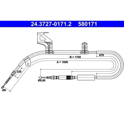 Bilde av ATE 24.3727 0171.2 Bremsekabel 1958 AUDI: A6 C5 Sedan, Avant