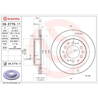 Bilde av BREMBO 09.E779.11 Bremseskiver 335 20 6 innvendig ventilert belagt