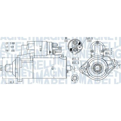 Bilde av MAGNETI MARELLI 063721512010 Starter 12 2 11 VOLKSWAGEN: Passat B6 Variant, GOLF 5, 6, AUDI: A3 Sportback