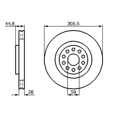 Bilde av BOSCH 0 986 478 963 Bremseskiver 305 28 5 108 ventilert, innvendig ventilert oljet